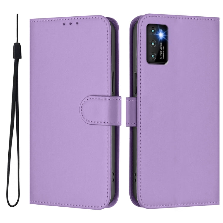 For Cubot P50 Skin Feel Solid Color Leather Phone Case with Lanyard