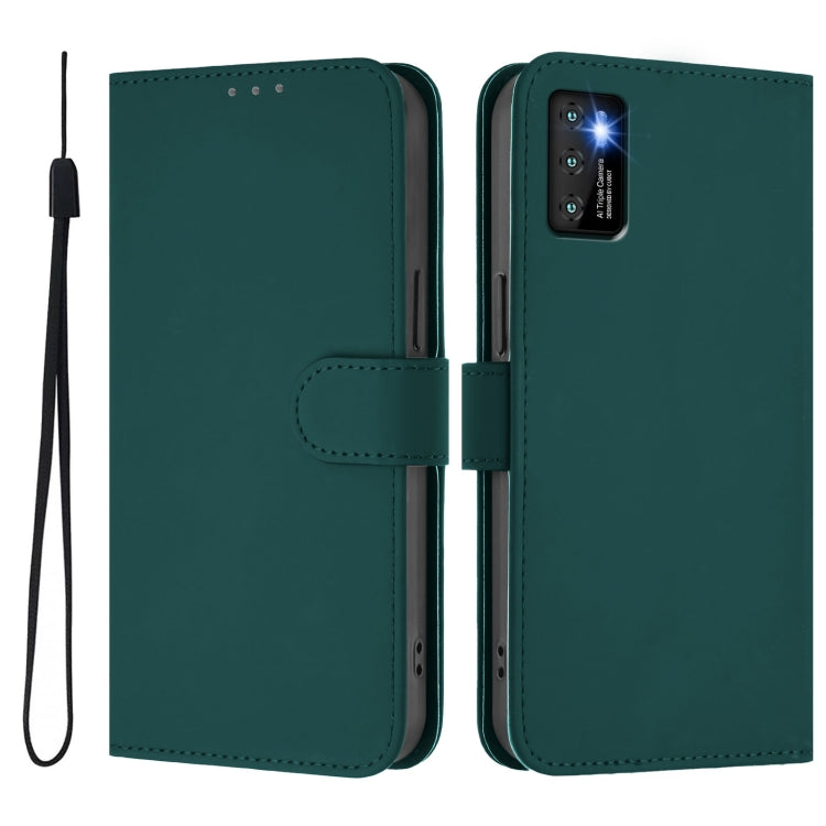 For Cubot P50 Skin Feel Solid Color Leather Phone Case with Lanyard