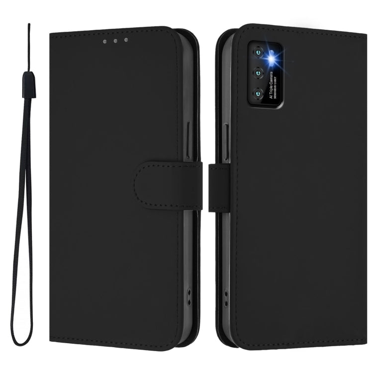 For Cubot P50 Skin Feel Solid Color Leather Phone Case with Lanyard