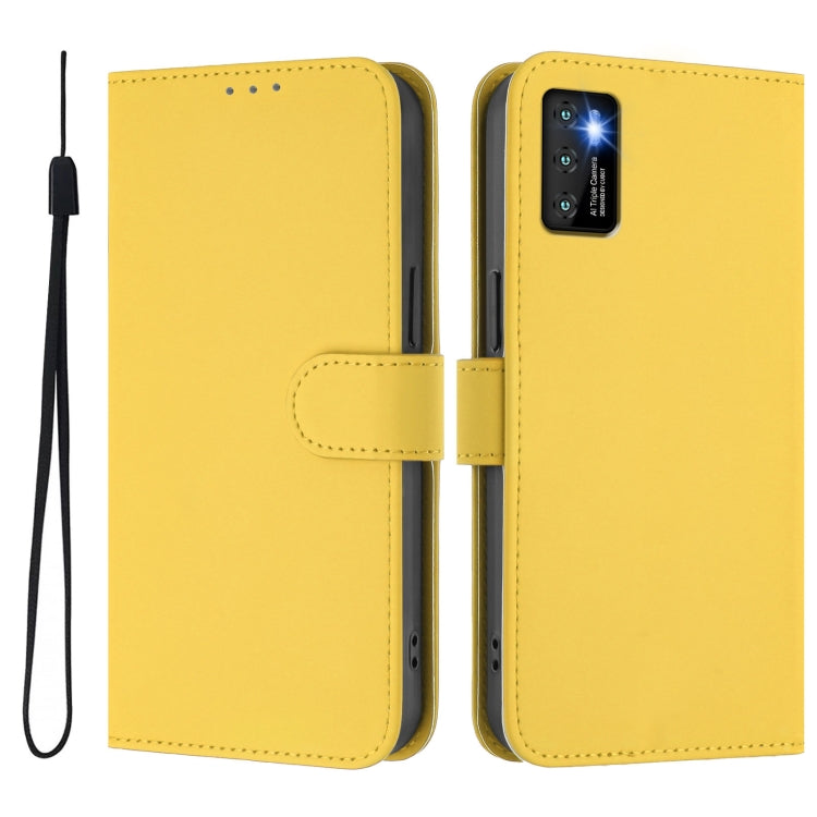 For Cubot P50 Skin Feel Solid Color Leather Phone Case with Lanyard