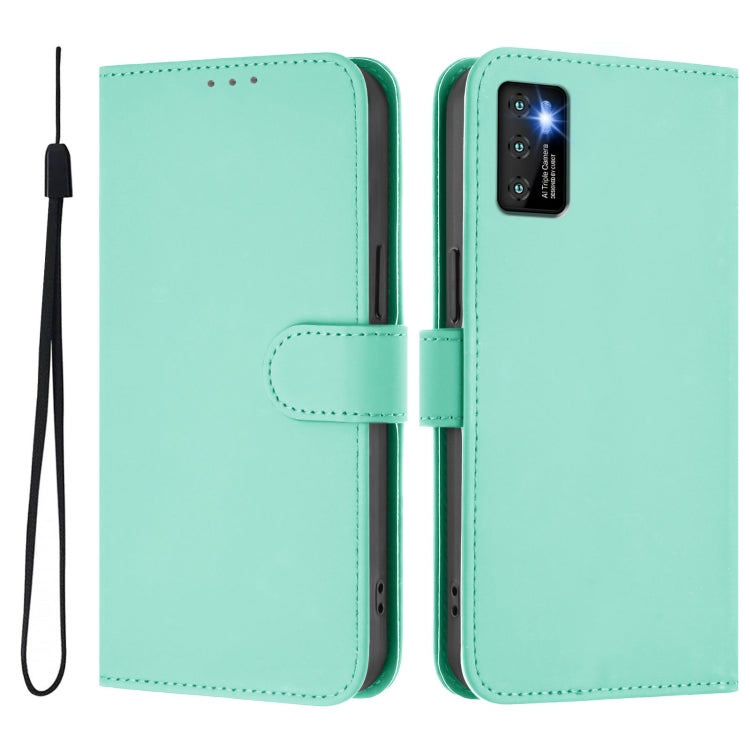 For Cubot P50 Skin Feel Solid Color Leather Phone Case with Lanyard
