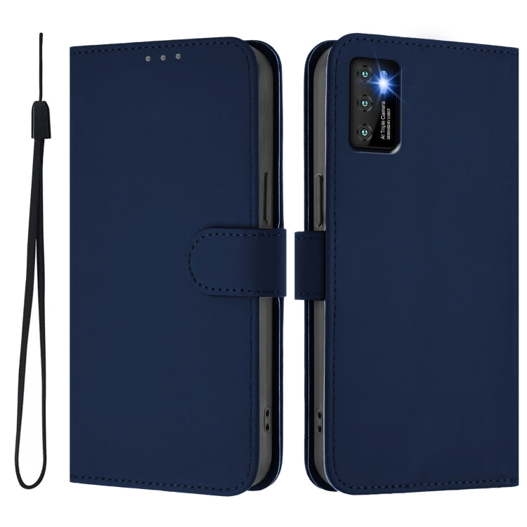 For Cubot P50 Skin Feel Solid Color Leather Phone Case with Lanyard