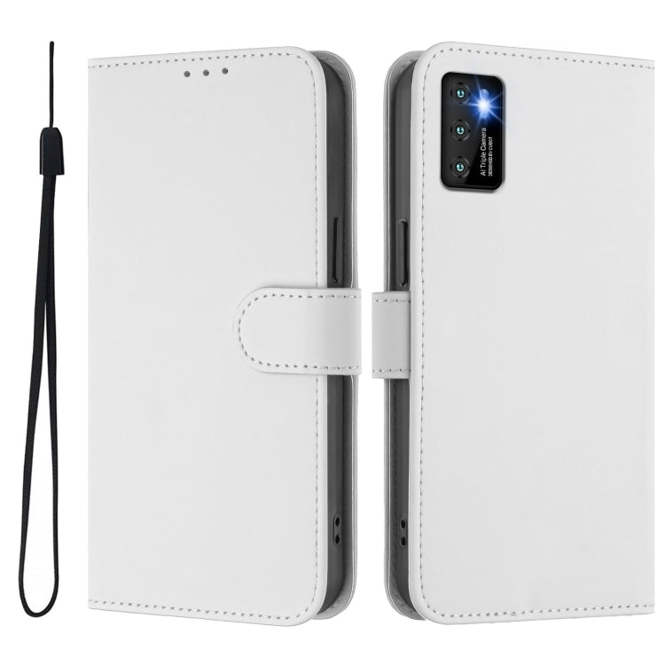 For Cubot P50 Skin Feel Solid Color Leather Phone Case with Lanyard