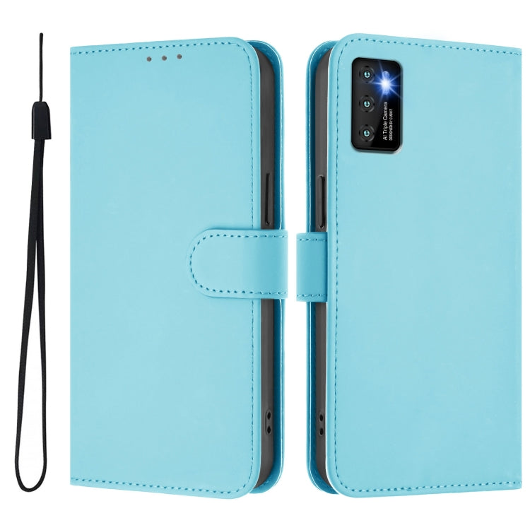 For Cubot P50 Skin Feel Solid Color Leather Phone Case with Lanyard