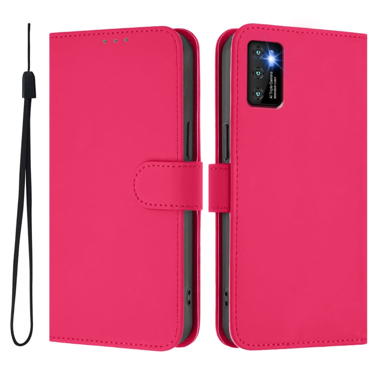 For Cubot P50 Skin Feel Solid Color Leather Phone Case with Lanyard