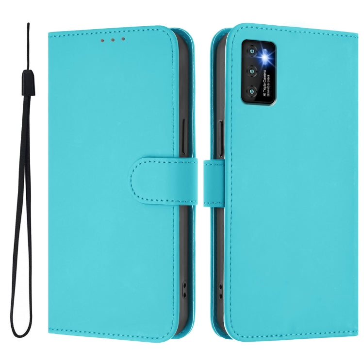For Cubot P50 Skin Feel Solid Color Leather Phone Case with Lanyard