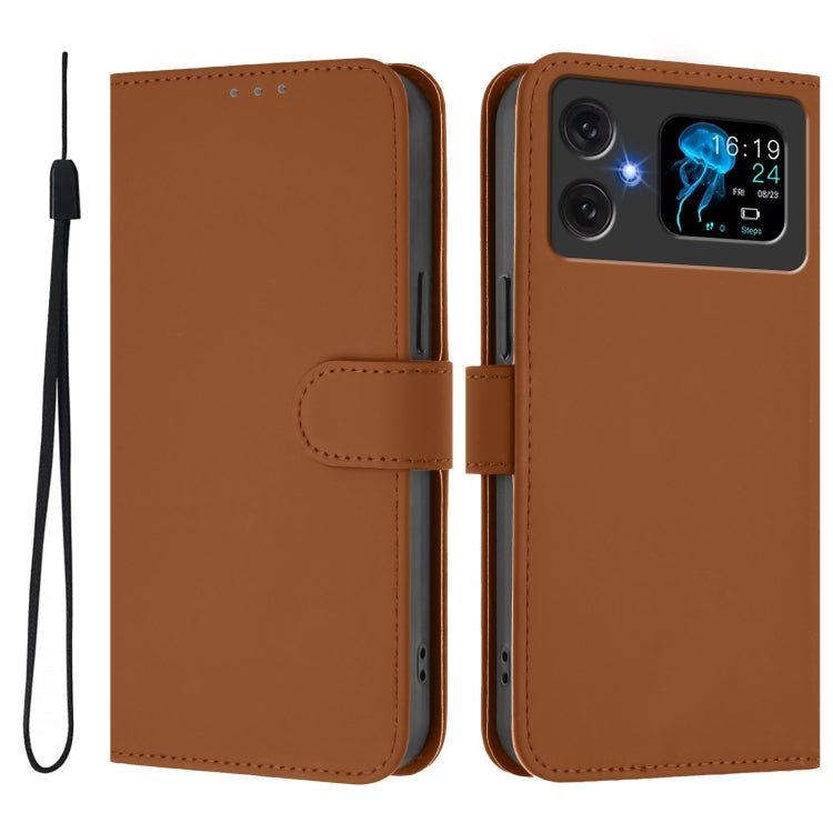 For Cubot A20 Skin Feel Solid Color Leather Phone Case with Lanyard
