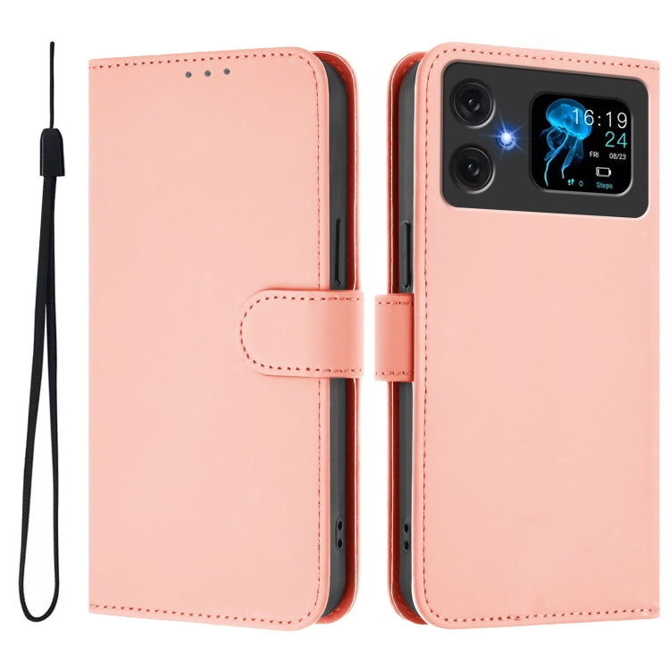 For Cubot A20 Skin Feel Solid Color Leather Phone Case with Lanyard