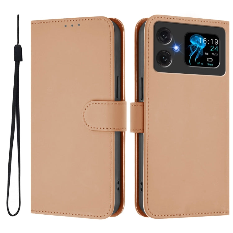 For Cubot A20 Skin Feel Solid Color Leather Phone Case with Lanyard