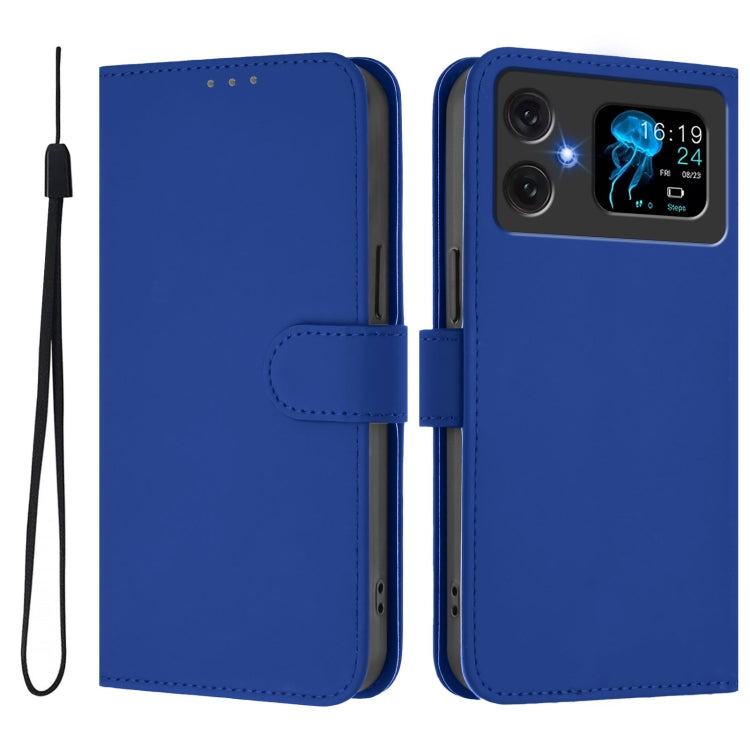 For Cubot A20 Skin Feel Solid Color Leather Phone Case with Lanyard