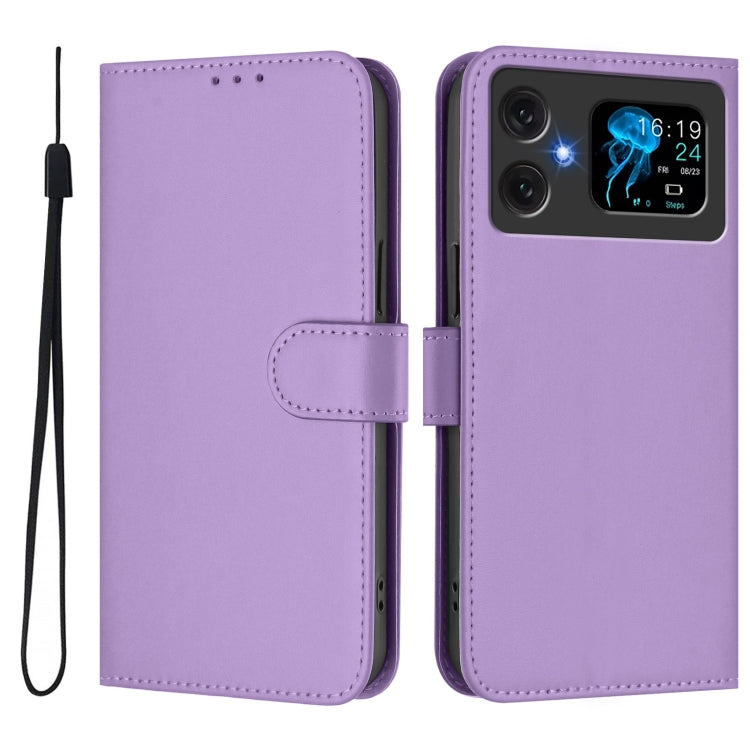 For Cubot A20 Skin Feel Solid Color Leather Phone Case with Lanyard