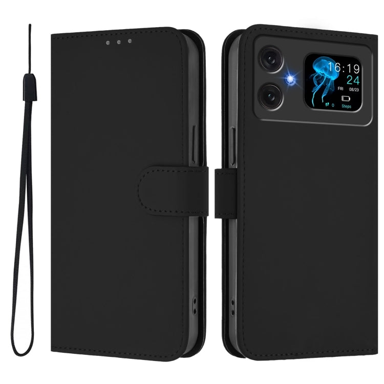 For Cubot A20 Skin Feel Solid Color Leather Phone Case with Lanyard