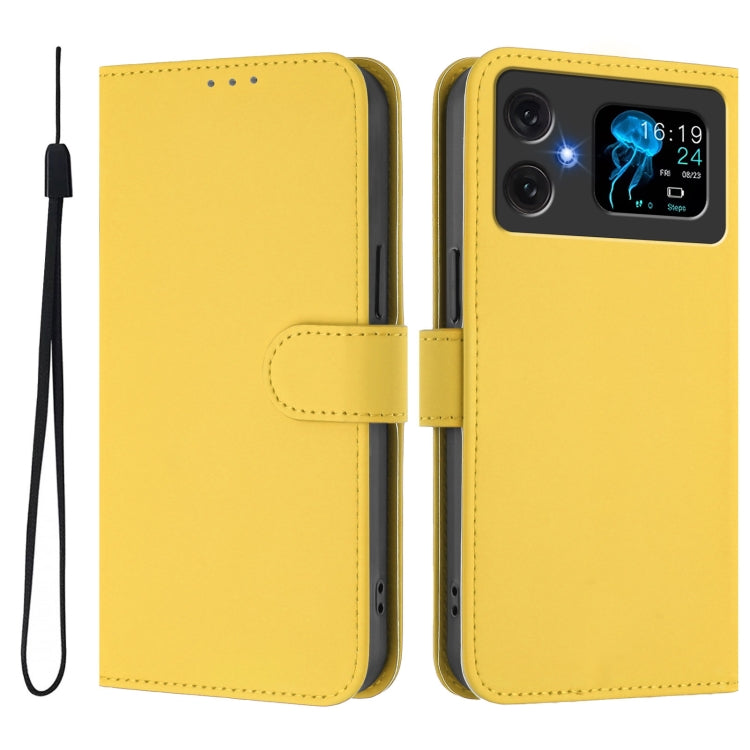 For Cubot A20 Skin Feel Solid Color Leather Phone Case with Lanyard