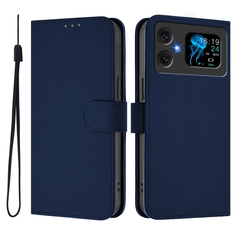 For Cubot A20 Skin Feel Solid Color Leather Phone Case with Lanyard