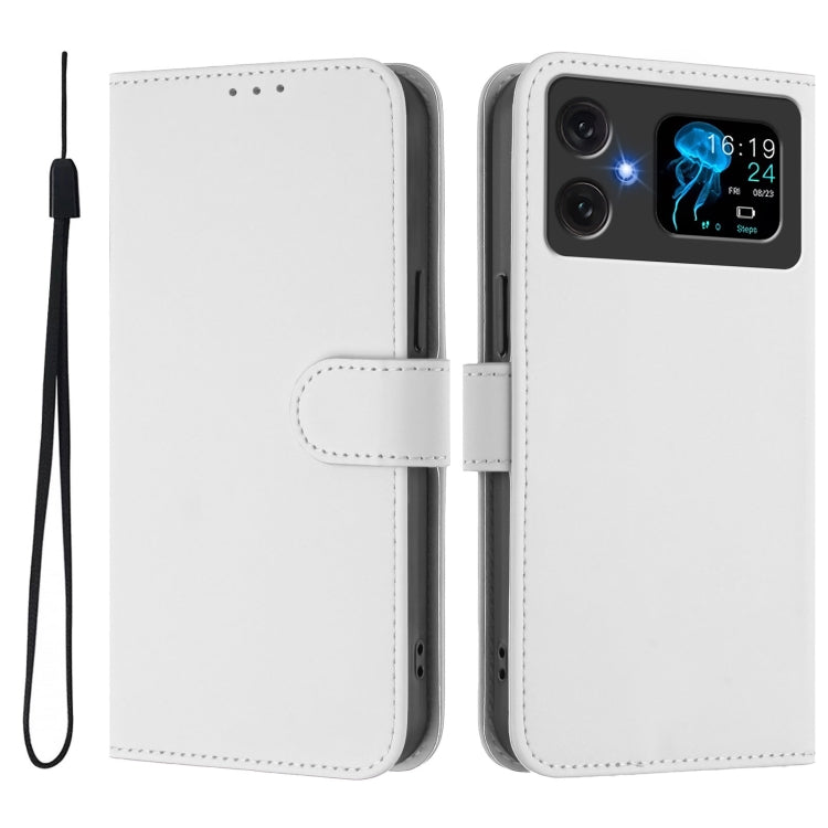 For Cubot A20 Skin Feel Solid Color Leather Phone Case with Lanyard