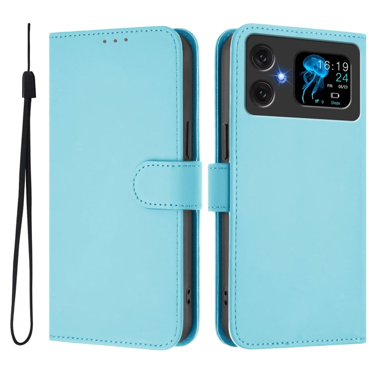 For Cubot A20 Skin Feel Solid Color Leather Phone Case with Lanyard