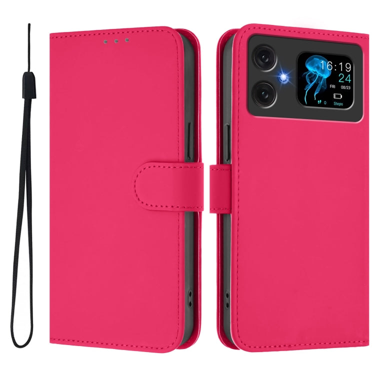 For Cubot A20 Skin Feel Solid Color Leather Phone Case with Lanyard