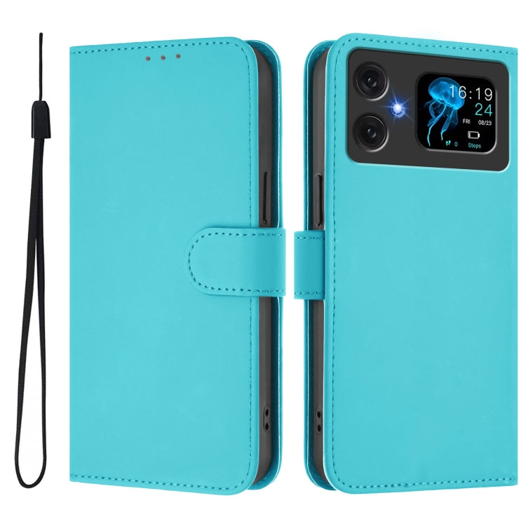 For Cubot A20 Skin Feel Solid Color Leather Phone Case with Lanyard
