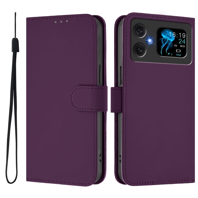 For Cubot A20 Skin Feel Solid Color Leather Phone Case with Lanyard