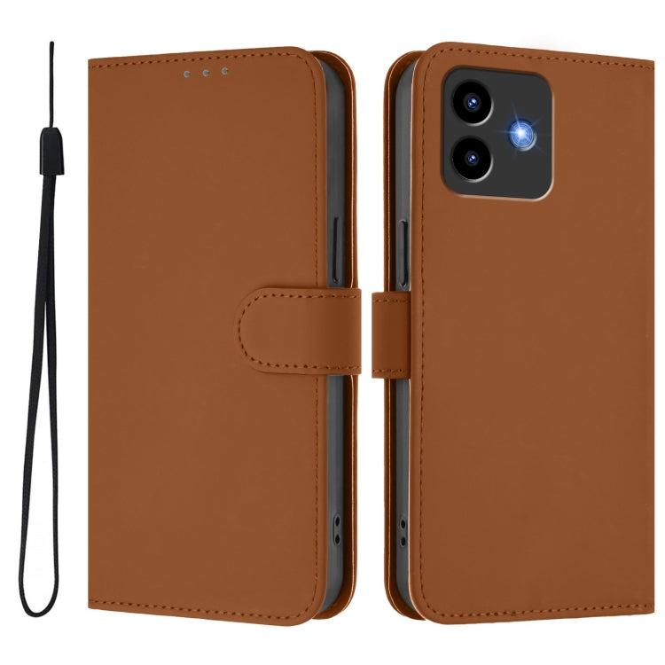 For Cubot Note 40 Skin Feel Solid Color Leather Phone Case with Lanyard