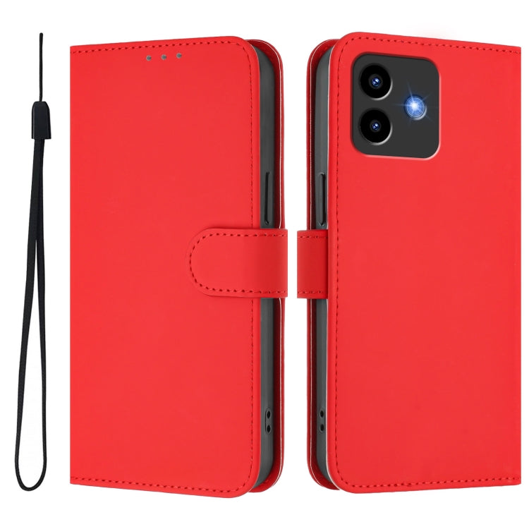 For Cubot Note 40 Skin Feel Solid Color Leather Phone Case with Lanyard