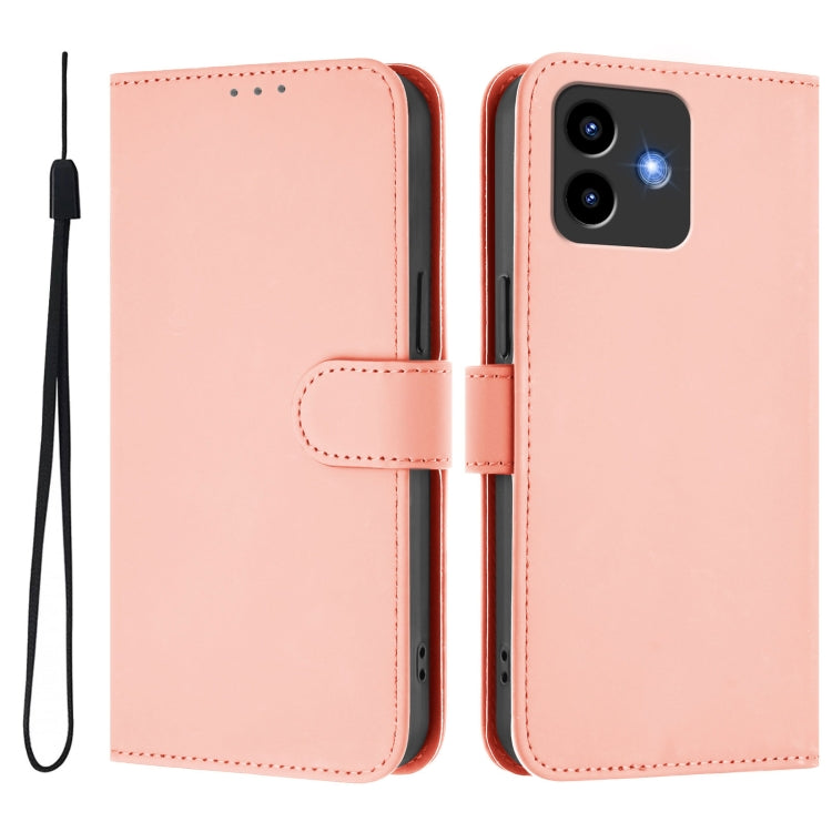 For Cubot Note 40 Skin Feel Solid Color Leather Phone Case with Lanyard
