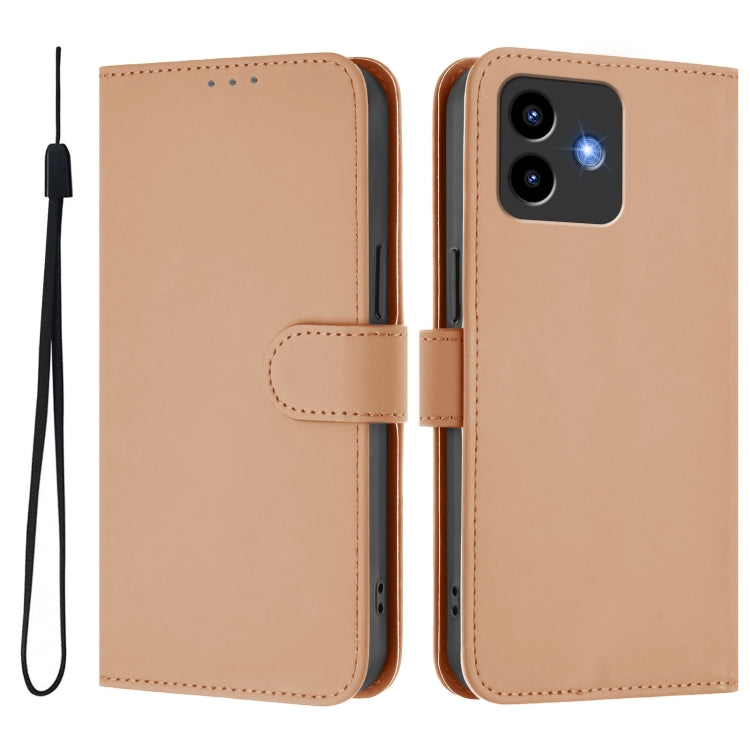 For Cubot Note 40 Skin Feel Solid Color Leather Phone Case with Lanyard