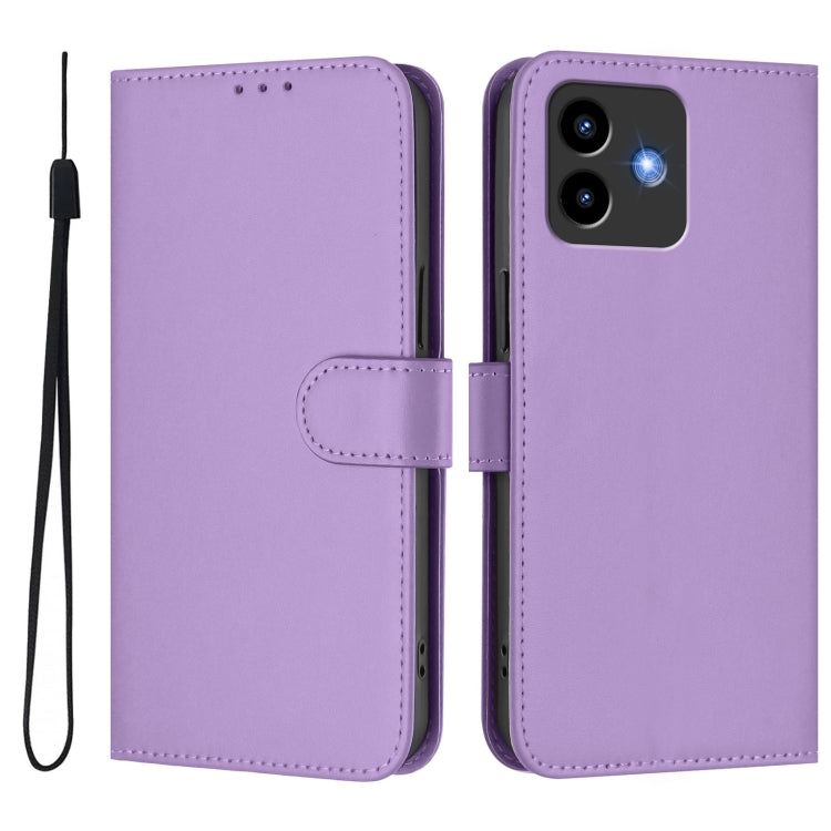 For Cubot Note 40 Skin Feel Solid Color Leather Phone Case with Lanyard