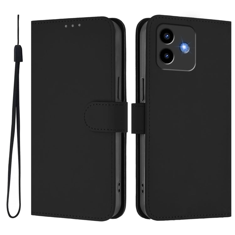 For Cubot Note 40 Skin Feel Solid Color Leather Phone Case with Lanyard