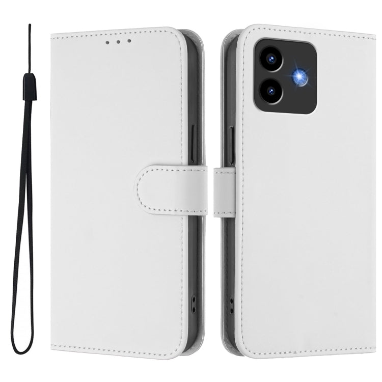For Cubot Note 40 Skin Feel Solid Color Leather Phone Case with Lanyard