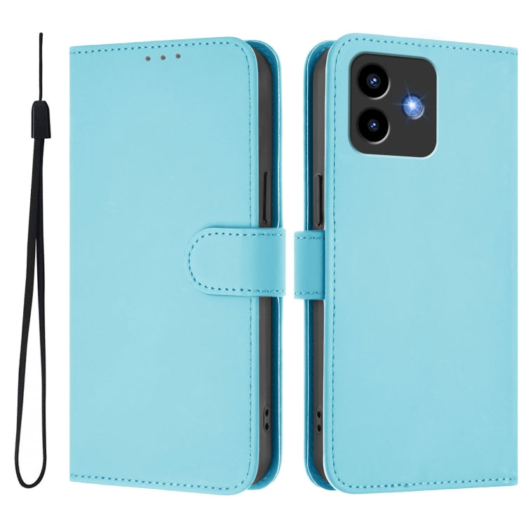 For Cubot Note 40 Skin Feel Solid Color Leather Phone Case with Lanyard