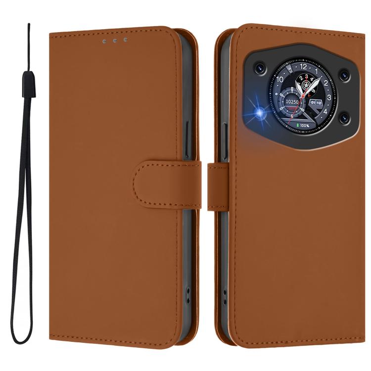 For Cubot A30 Skin Feel Solid Color Leather Phone Case with Lanyard