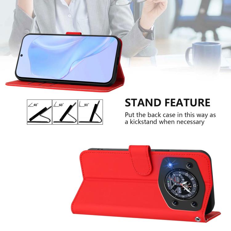 For Cubot A30 Skin Feel Solid Color Leather Phone Case with Lanyard