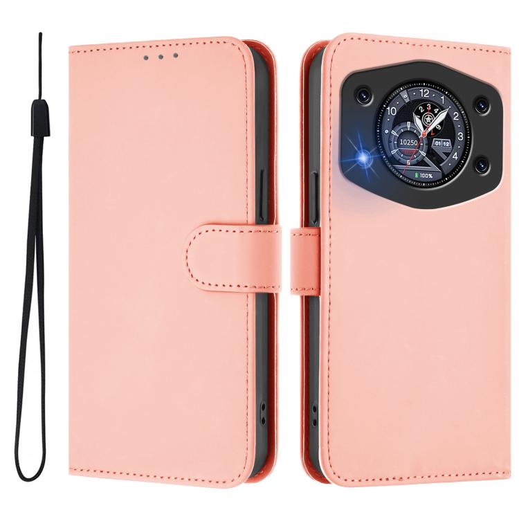 For Cubot A30 Skin Feel Solid Color Leather Phone Case with Lanyard