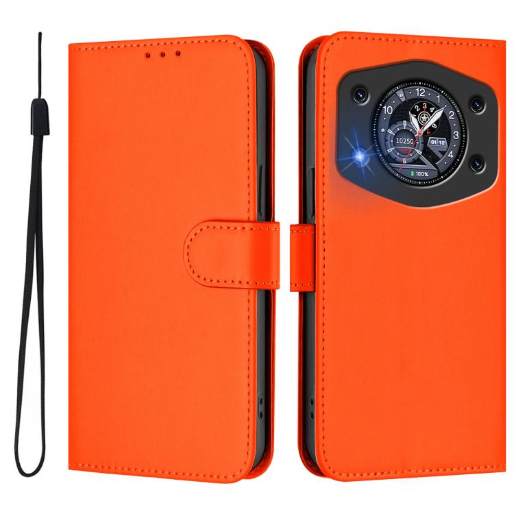 For Cubot A30 Skin Feel Solid Color Leather Phone Case with Lanyard