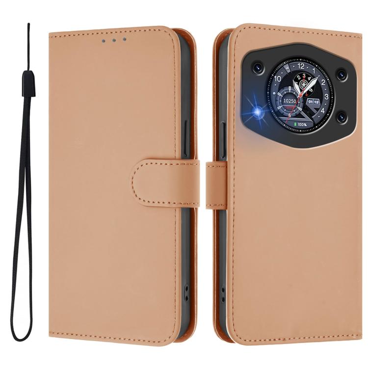 For Cubot A30 Skin Feel Solid Color Leather Phone Case with Lanyard