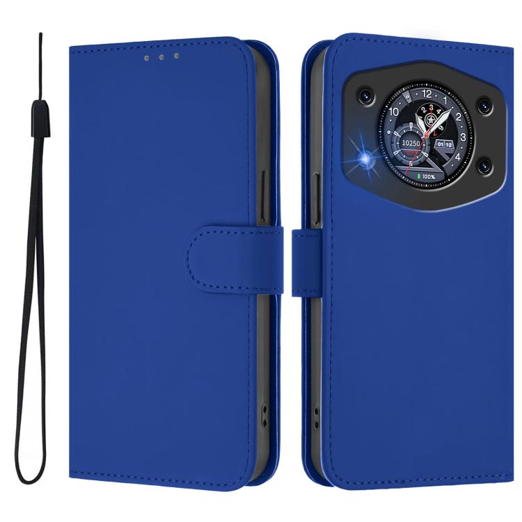 For Cubot A30 Skin Feel Solid Color Leather Phone Case with Lanyard