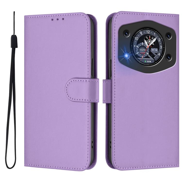 For Cubot A30 Skin Feel Solid Color Leather Phone Case with Lanyard