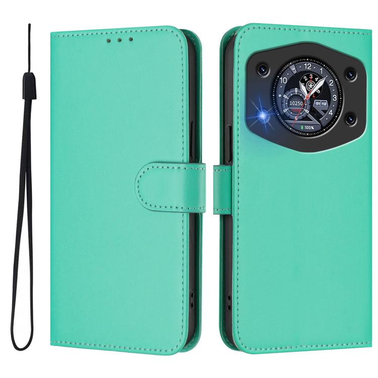 For Cubot A30 Skin Feel Solid Color Leather Phone Case with Lanyard