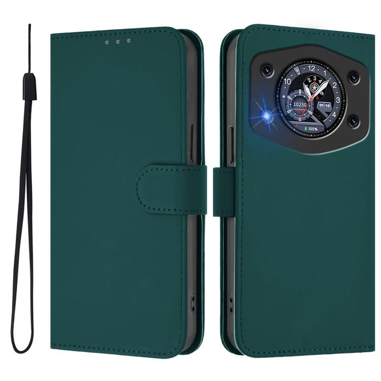 For Cubot A30 Skin Feel Solid Color Leather Phone Case with Lanyard