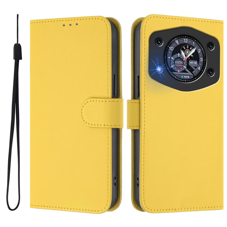 For Cubot A30 Skin Feel Solid Color Leather Phone Case with Lanyard