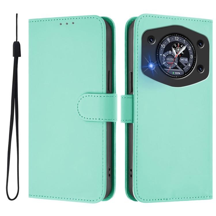 For Cubot A30 Skin Feel Solid Color Leather Phone Case with Lanyard