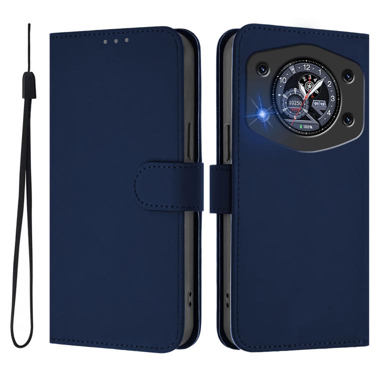 For Cubot A30 Skin Feel Solid Color Leather Phone Case with Lanyard