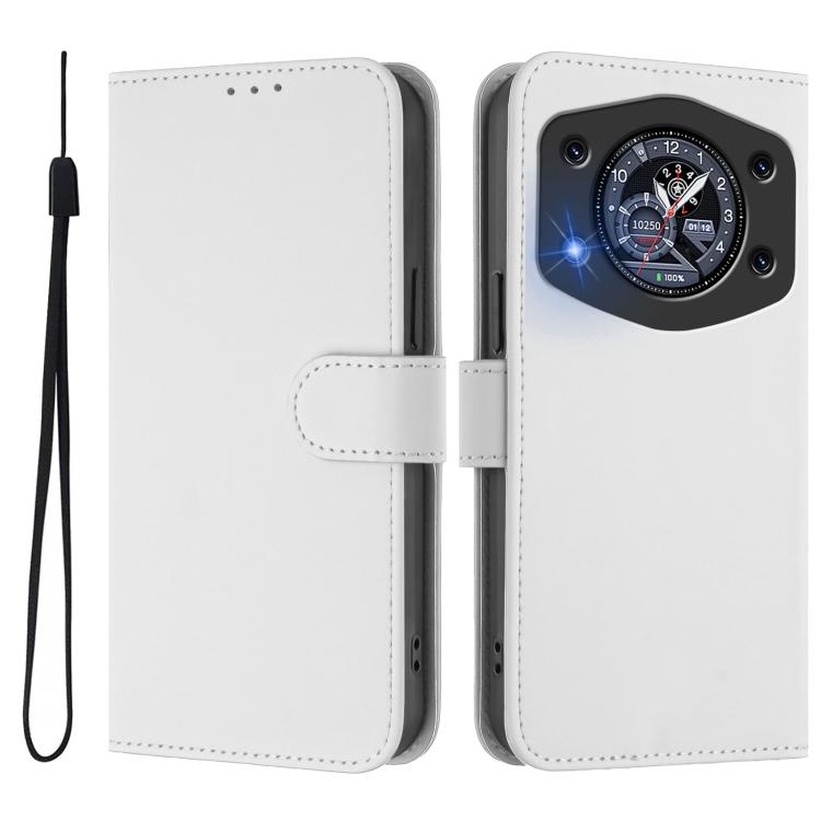 For Cubot A30 Skin Feel Solid Color Leather Phone Case with Lanyard