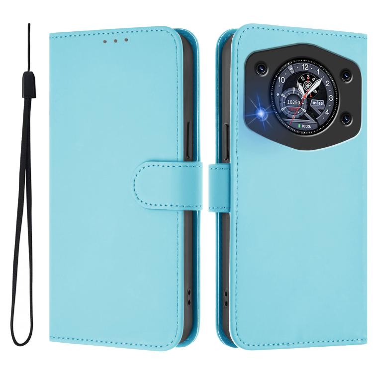 For Cubot A30 Skin Feel Solid Color Leather Phone Case with Lanyard