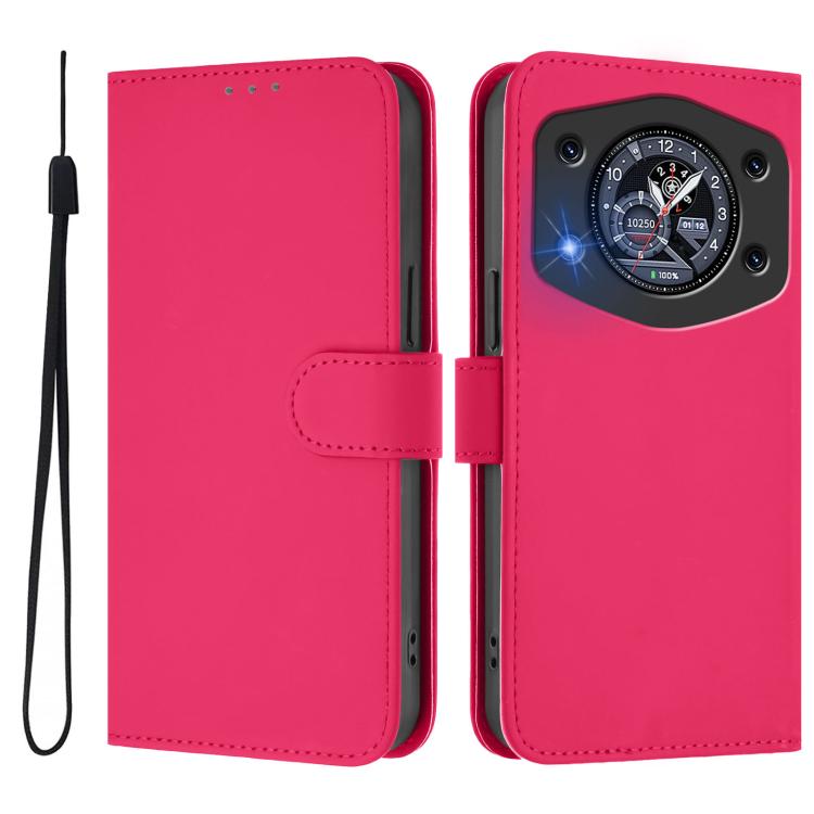 For Cubot A30 Skin Feel Solid Color Leather Phone Case with Lanyard