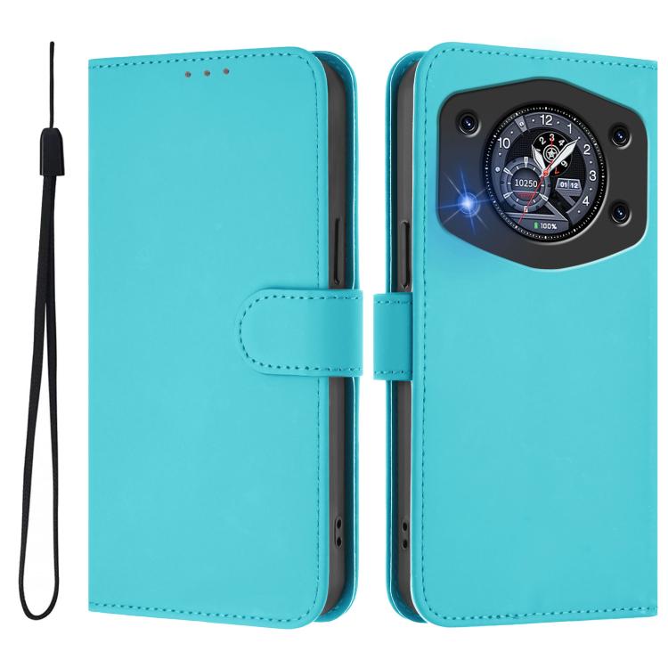 For Cubot A30 Skin Feel Solid Color Leather Phone Case with Lanyard