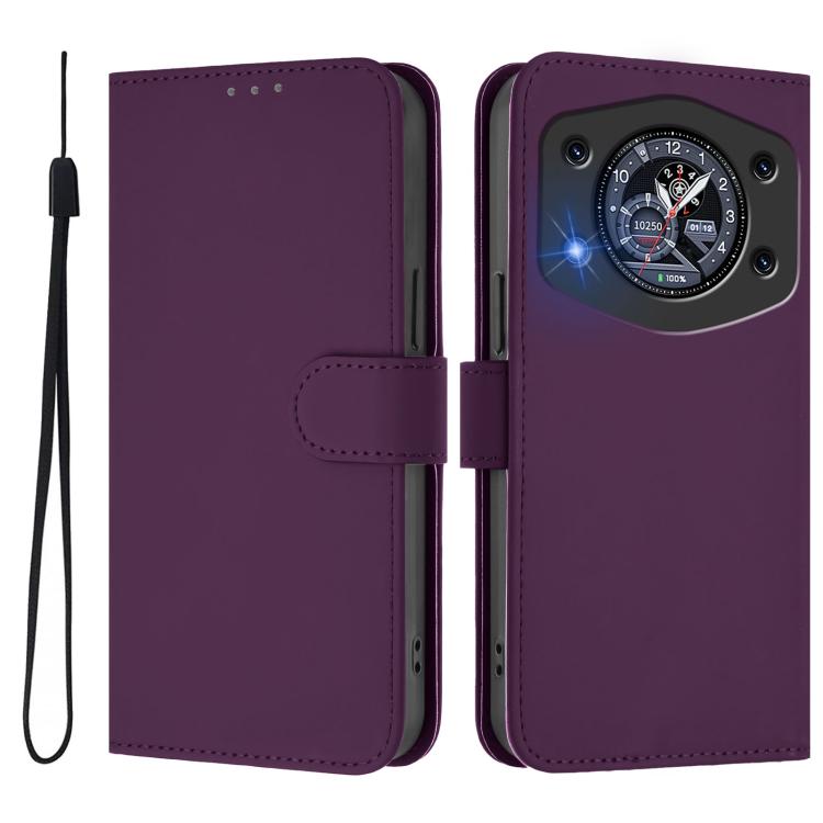 For Cubot A30 Skin Feel Solid Color Leather Phone Case with Lanyard