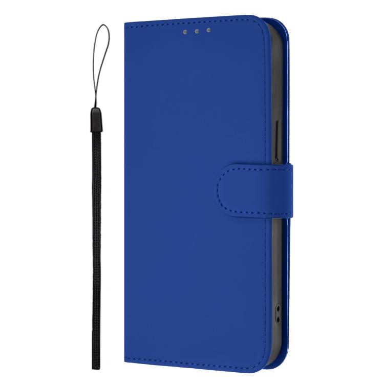 For Cubot A40 Skin Feel Solid Color Leather Phone Case with Lanyard