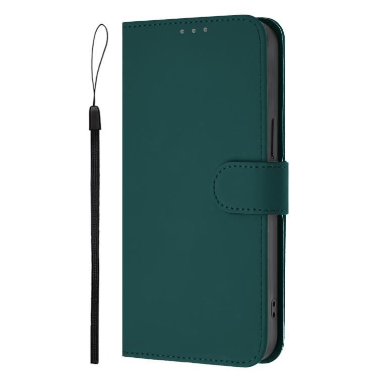 For Cubot A40 Skin Feel Solid Color Leather Phone Case with Lanyard